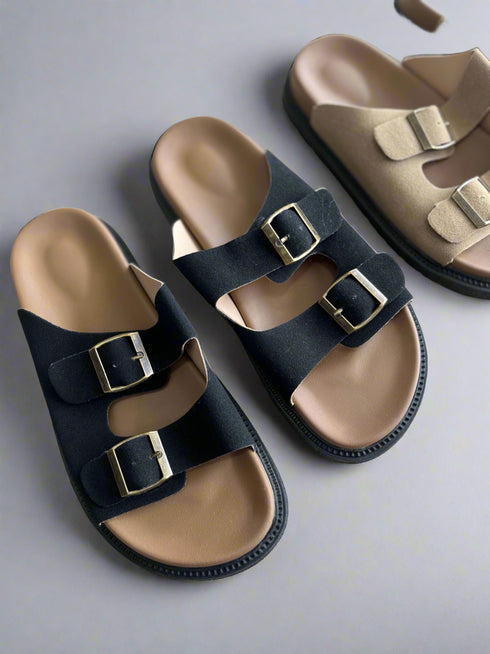 Women Casual Double Adjustable Strap Slid on Sandal